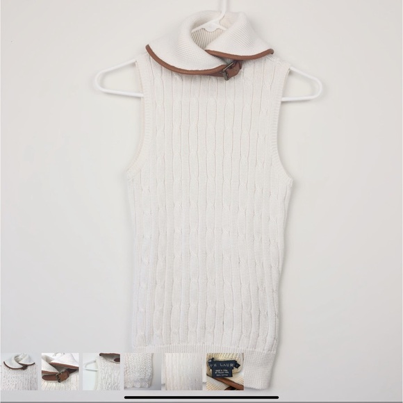 Ralph Lauren Sweaters - Ralph Lauren Blue Label Cream Cable Knit Turtleneck Buckle Sweater